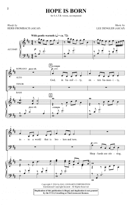 page one of Hope Is Born (SATB Choir)