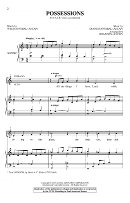 page one of Possessions (SATB Choir)
