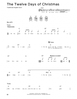 page one of The Twelve Days Of Christmas (Guitar Lead Sheet)