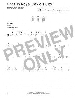 page one of Once In Royal David's City (Guitar Lead Sheet)