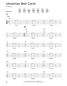 page one of Ukrainian Bell Carol (Guitar Lead Sheet)