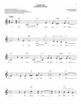 page one of I Love You (Easy Lead Sheet / Fake Book)