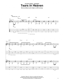 page one of Tears In Heaven (Guitar Tab)