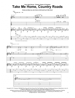 page one of Take Me Home, Country Roads (Guitar Tab)