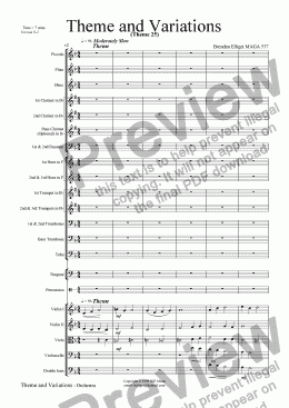 page one of Theme and Variations (Theme 25) - Orchestra