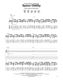 page one of Space Oddity (Guitar Tab)