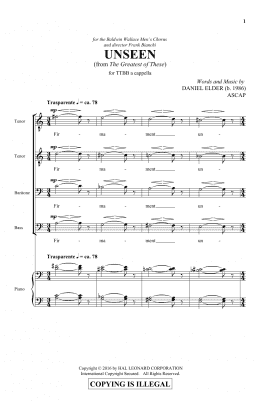 page one of Unseen (TTBB Choir)