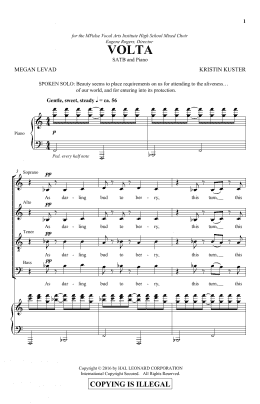 page one of Volta (SATB Choir)