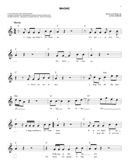 page one of Imagine (Lead Sheet / Fake Book)