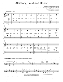 page one of All Glory, Laud And Honor (arr. Fred Kern) (Educational Piano)