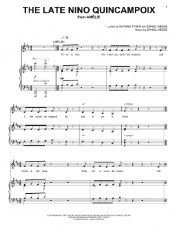 page one of The Late Nino Quincampoix (from Amélie The Musical) (Piano & Vocal)