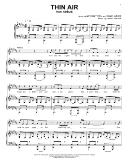 page one of Thin Air (from Amélie The Musical) (Piano & Vocal)
