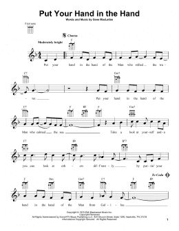 page one of Put Your Hand In The Hand (Ukulele)
