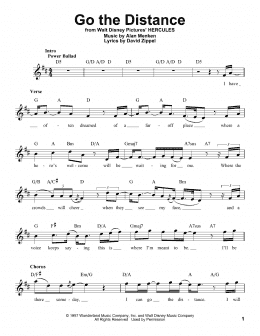 page one of Go The Distance (from Hercules) (Pro Vocal)
