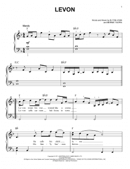 page one of Levon (Easy Piano)