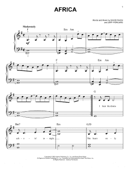 page one of Africa (Very Easy Piano)