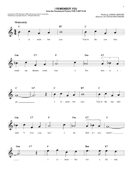page one of I Remember You (Easy Lead Sheet / Fake Book)