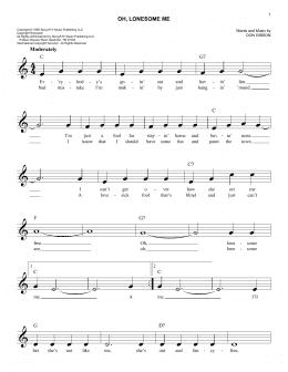 page one of Oh, Lonesome Me (Lead Sheet / Fake Book)