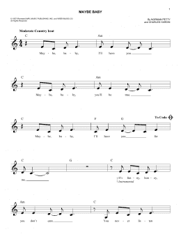 page one of Maybe Baby (Easy Lead Sheet / Fake Book)