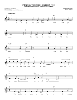 page one of It Only Happens When I Dance With You (Easy Lead Sheet / Fake Book)