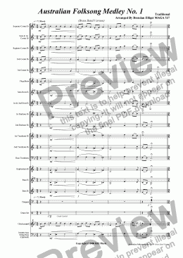 page one of Australian Folksong Medley No. 1 -  Brass Band Version