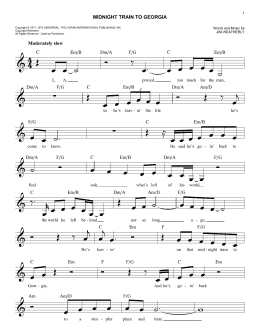 page one of Midnight Train To Georgia (Easy Lead Sheet / Fake Book)