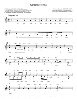 page one of Please Mr. Postman (Easy Lead Sheet / Fake Book)