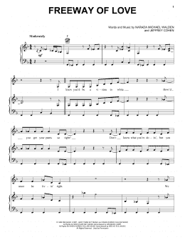 page one of Freeway Of Love (Piano, Vocal & Guitar Chords (Right-Hand Melody))