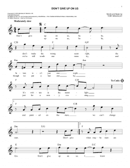 page one of Don't Give Up On Us (Easy Lead Sheet / Fake Book)
