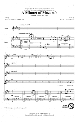 page one of A Minuet Of Mozart's (SSA Choir)