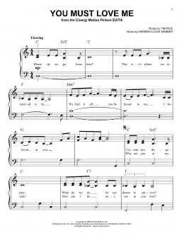 page one of You Must Love Me (from Evita) (Easy Piano)