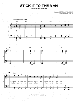 page one of Stick It To The Man (from School of Rock: The Musical) (Easy Piano)