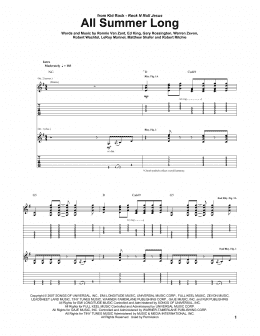 page one of All Summer Long (Guitar Tab)