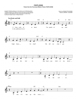 page one of Footloose (Easy Lead Sheet / Fake Book)