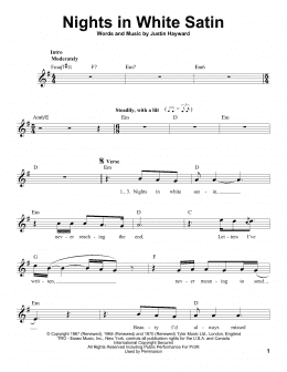 page one of Nights In White Satin (Pro Vocal)