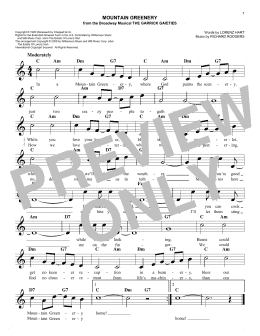 page one of Mountain Greenery (Lead Sheet / Fake Book)