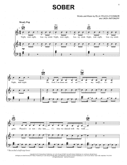 page one of Sober (Piano, Vocal & Guitar Chords (Right-Hand Melody))