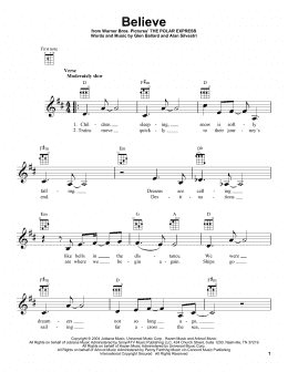 page one of Believe (from The Polar Express) (Ukulele)