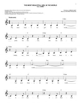 page one of The Most Beautiful Girl In The World (Easy Lead Sheet / Fake Book)