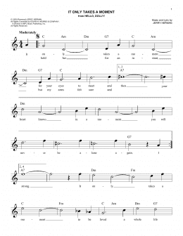 page one of It Only Takes A Moment (Easy Lead Sheet / Fake Book)
