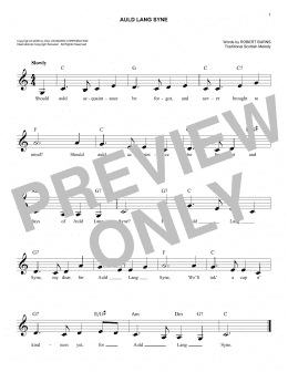 page one of Auld Lang Syne (Easy Lead Sheet / Fake Book)