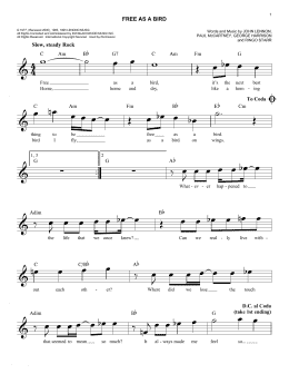 page one of Free As A Bird (Lead Sheet / Fake Book)
