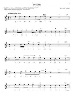 page one of La Bamba (Easy Lead Sheet / Fake Book)