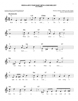 page one of Rock-A-Bye Your Baby With A Dixie Melody (Easy Lead Sheet / Fake Book)