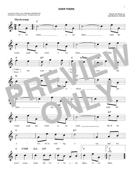 page one of Over There (Lead Sheet / Fake Book)