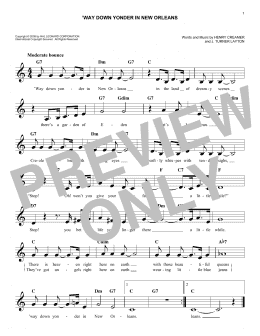 page one of 'Way Down Yonder In New Orleans (Lead Sheet / Fake Book)