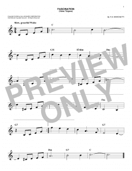 page one of Fascination (Valse Tzigane) (Easy Lead Sheet / Fake Book)