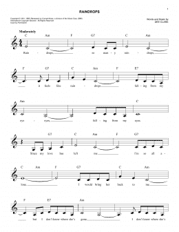 page one of Raindrops (Lead Sheet / Fake Book)