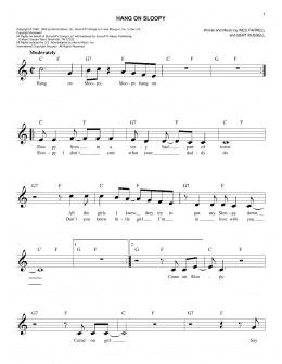 page one of Hang On Sloopy (Lead Sheet / Fake Book)