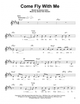 page one of Come Fly With Me (Pro Vocal)